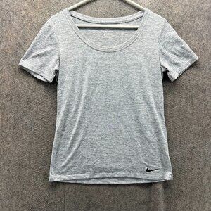 Nike Shirt Women Small Gray Dri-FIT Heather Short Sleeve Athletic Running